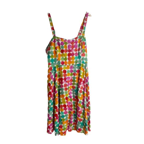 Miss Lulo Lori Watercolor Polka Dot Retro Dress Size 2X Linen Blend Pockets - Picture 1 of 7
